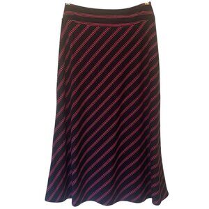 Talbots cotton-blend maxi skirt, pink stripes on navy, sz SP
